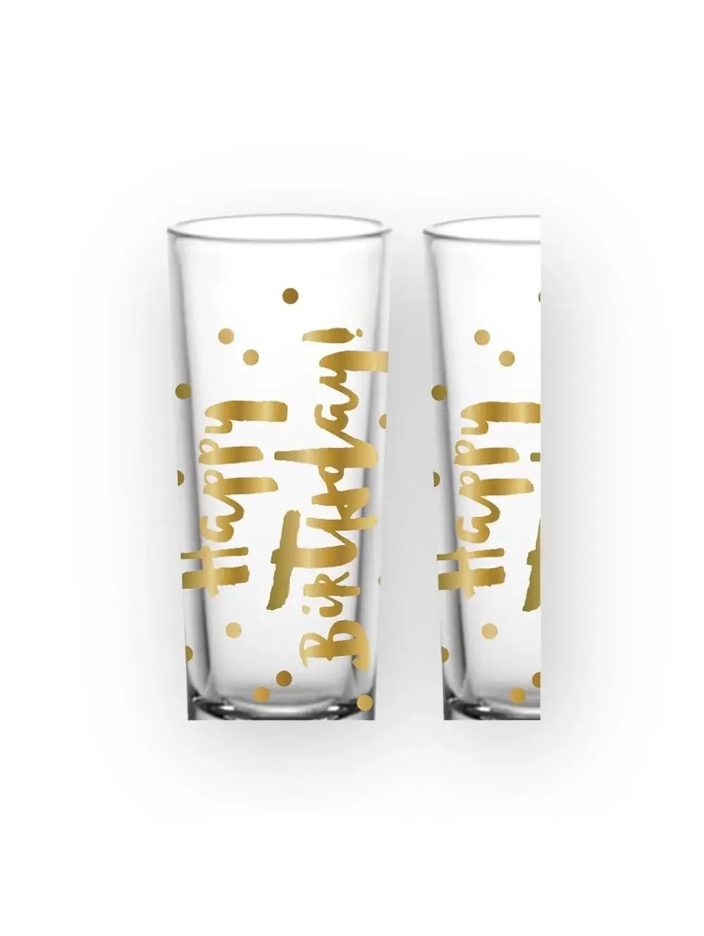 new Slant ✶ Happy Birthday Shot Glass Set2 ✶ Double Shot Glasses ✶ Gold Foil ✶